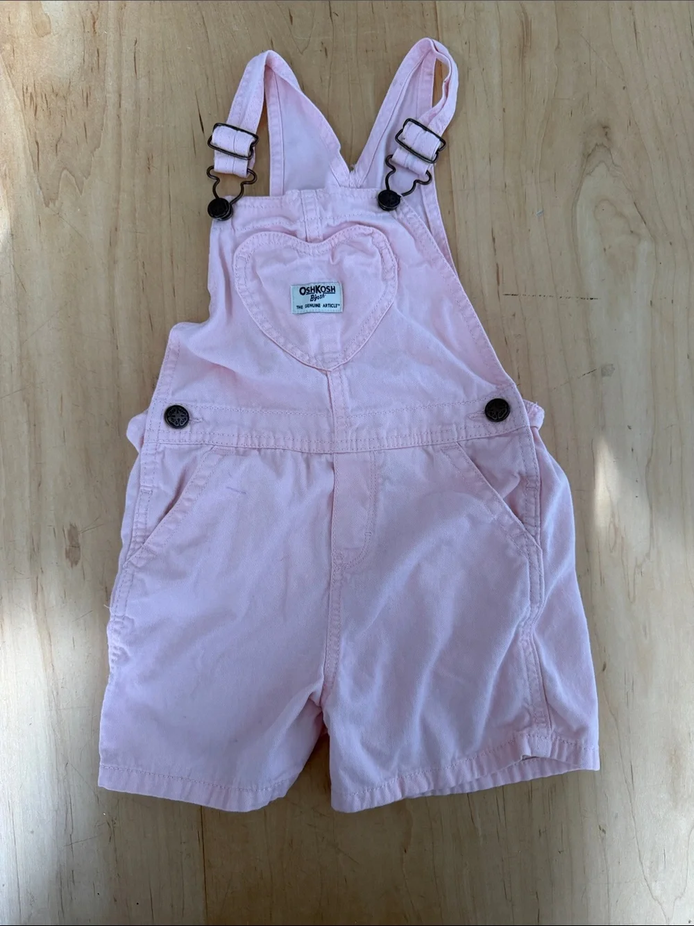 OshKosh B'gosh Light Pink Heart Pocket Short Overalls